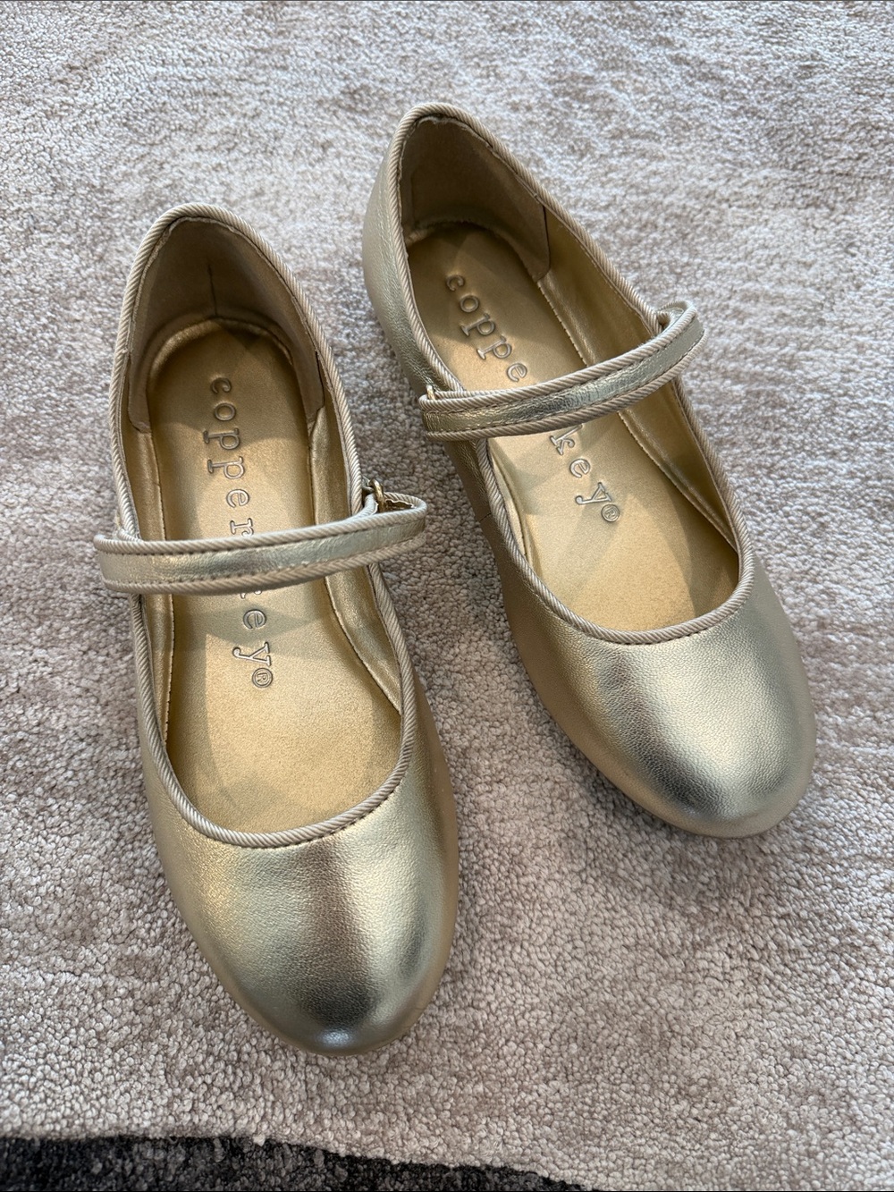 Copper Key Metallic Gold Mary Jane Girls' Dress Shoes
